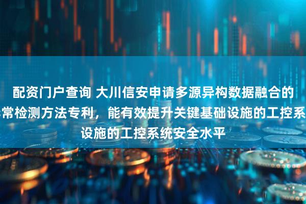 配资门户查询 大川信安申请多源异构数据融合的工控系统异常检测方法专利，能有效提升关键基础设施的工控系统安全水平